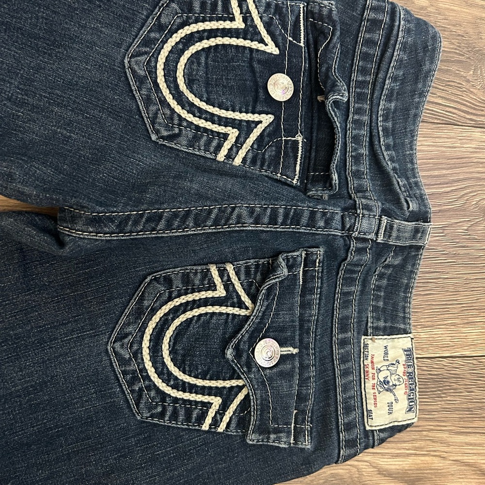 True Religion Blue Jeans with White Stitching